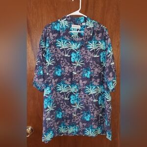Caribbean Palm Tree Button Down Shirt Sz Xxl